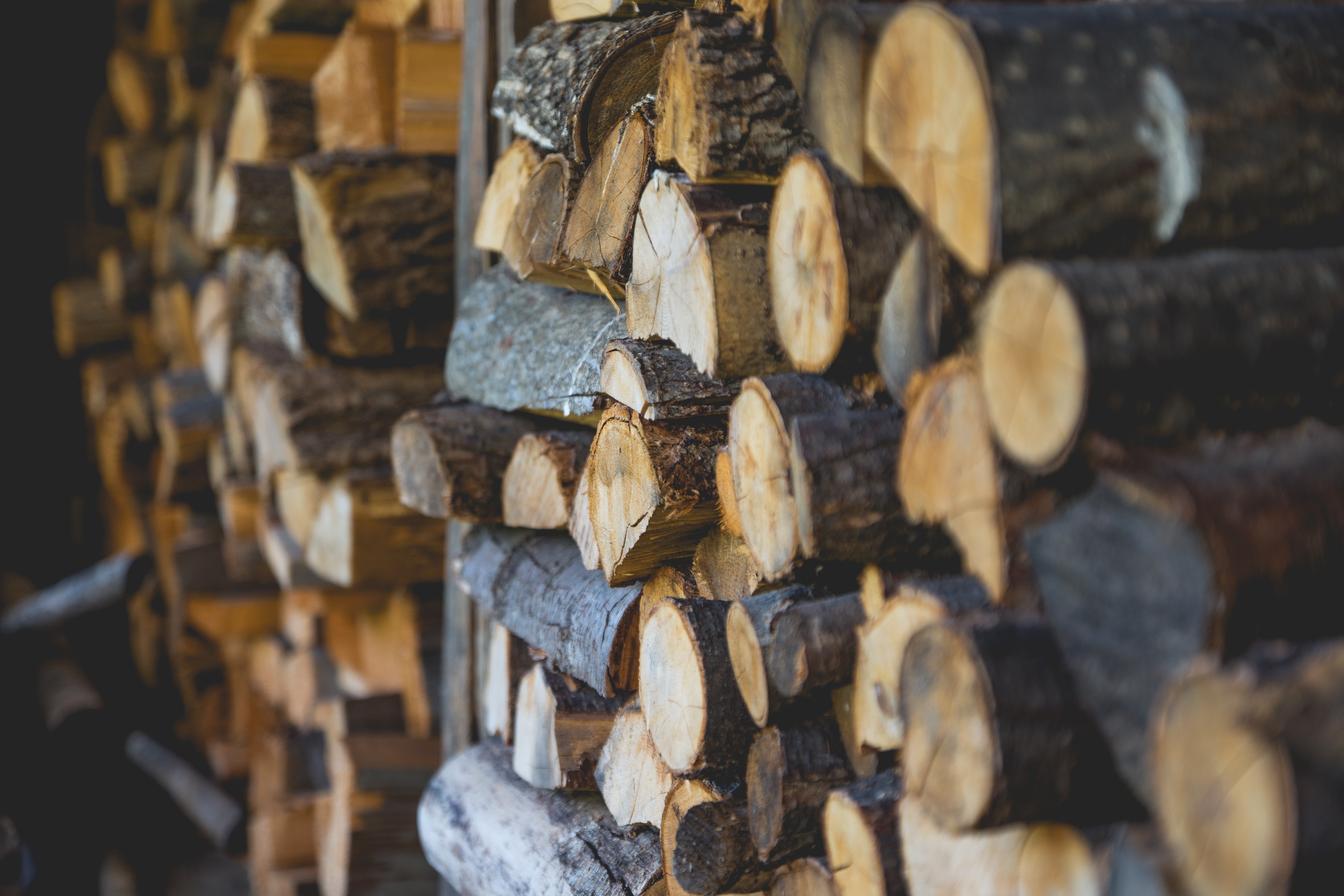 Tas de rondins de bois utilisés pour de la construction